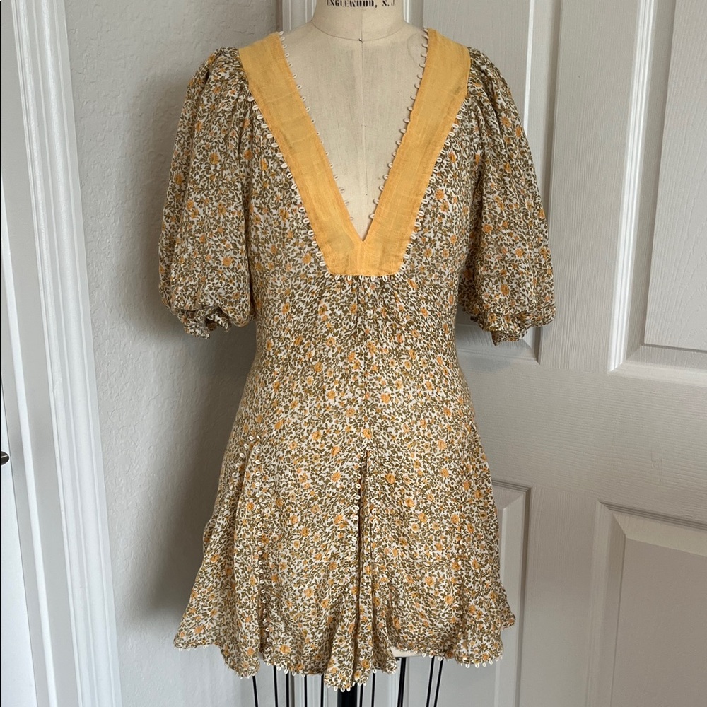 Free People Yellow Floral Mini Dress